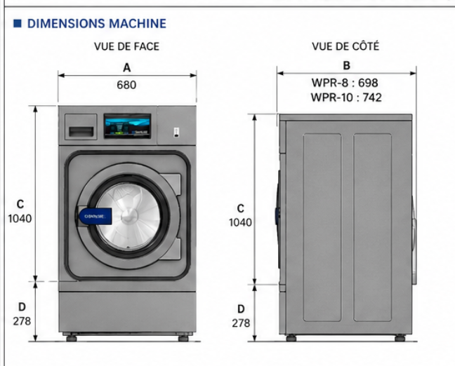 Lave-linge DANUBE WPR 10 E ET2 capacité 10 KG