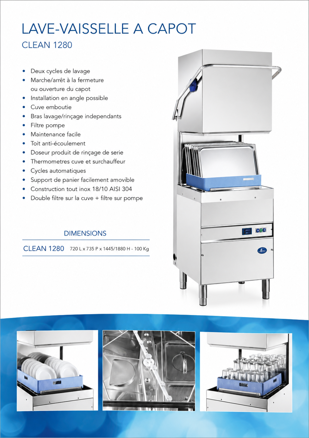 Lave-vaisselle à capot Sanmac / DIRH CLEAN 1280